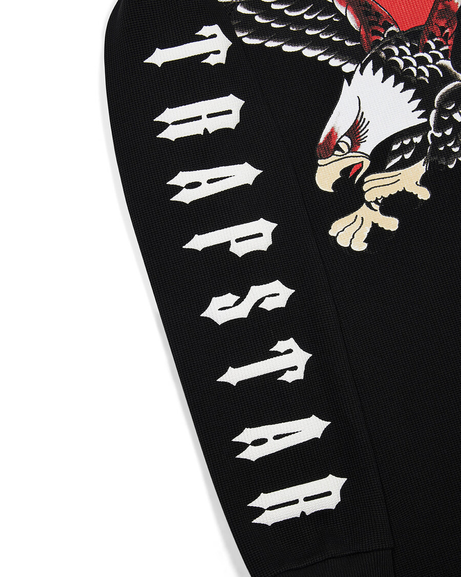 top de manga larga con diseño de gofre de trapstar x ed hardy - negro
