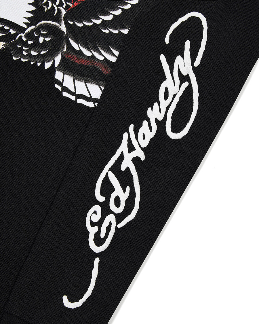 top de manga larga con diseño de gofre de trapstar x ed hardy - negro