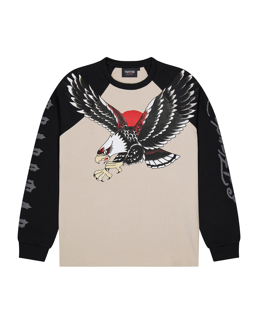 top de manga larga con diseño de gofre de trapstar x ed hardy - naturalnegro