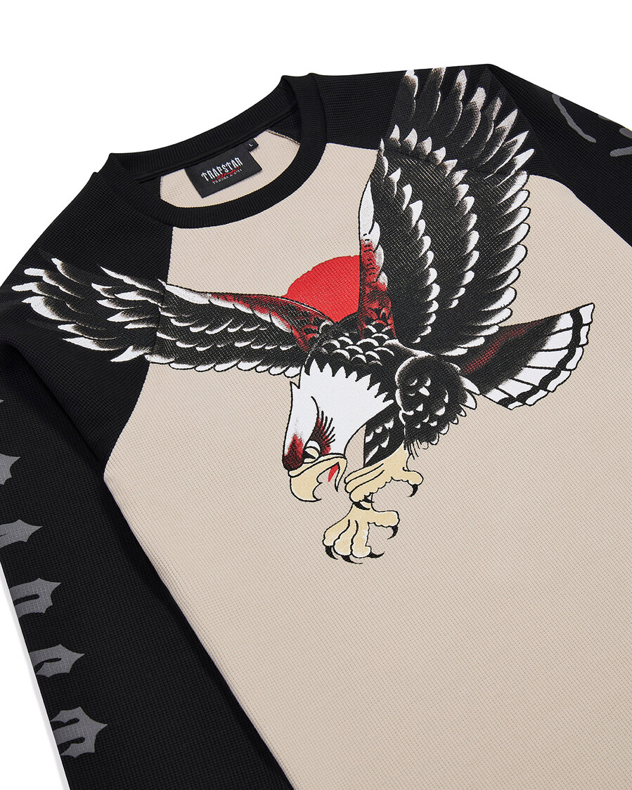 top de manga larga con diseño de gofre de trapstar x ed hardy - naturalnegro