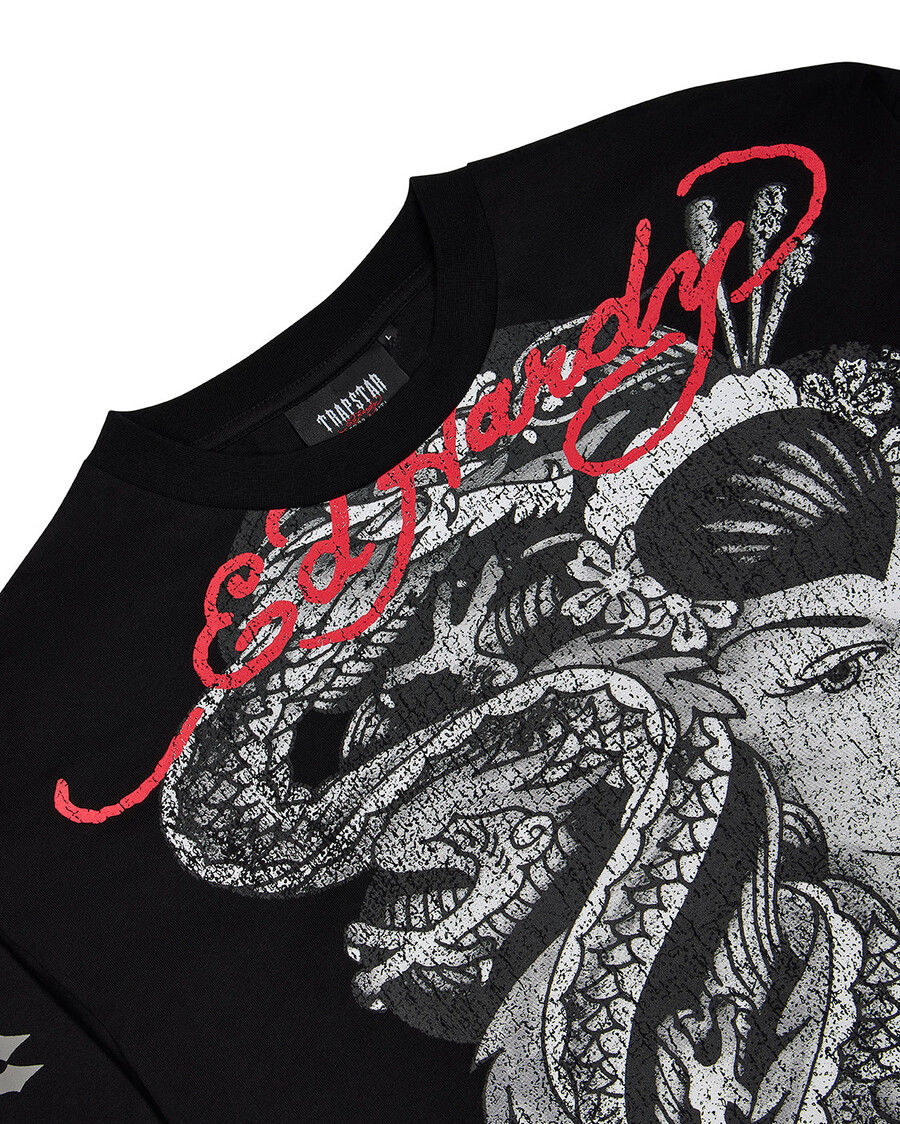 camiseta de manga larga medusa de trapstar x ed hardy - negro lavadocamuflaje