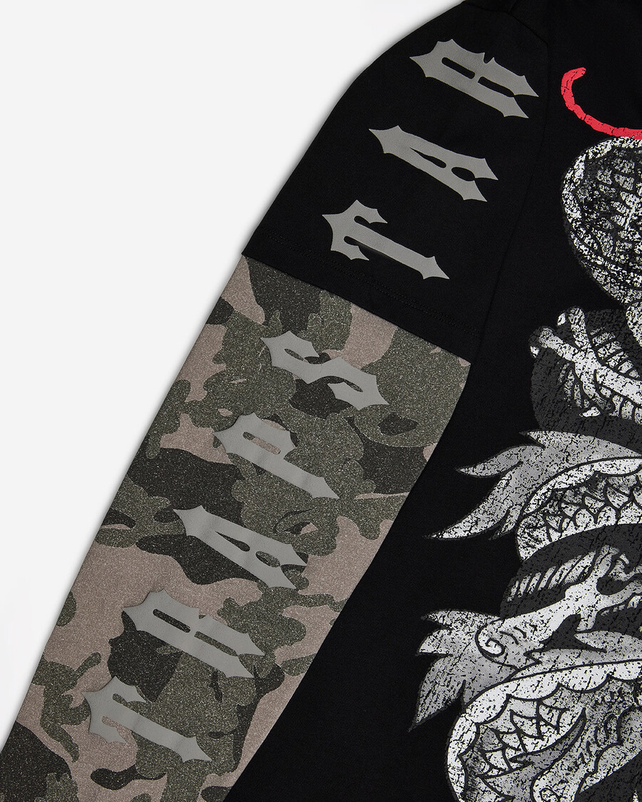 camiseta de manga larga medusa de trapstar x ed hardy - negro lavadocamuflaje