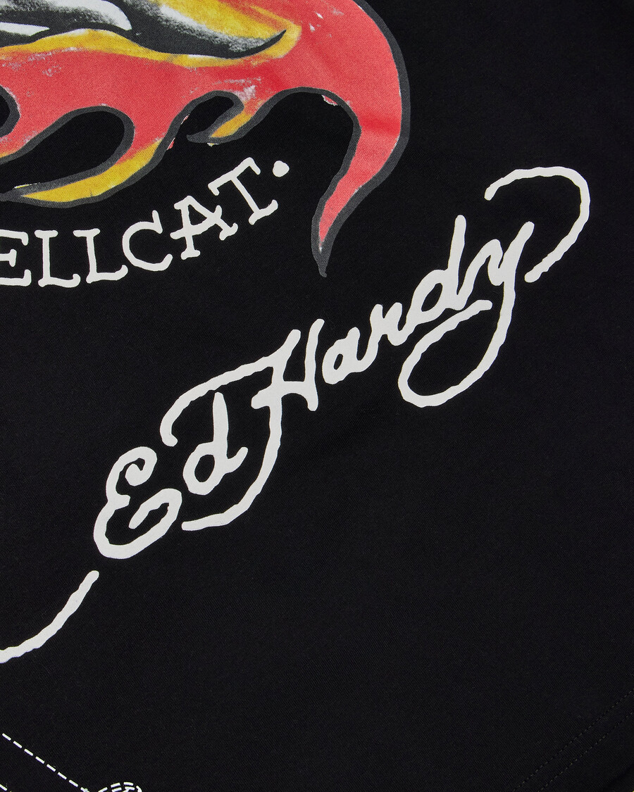 camiseta hell cat de trapstar x ed hardy - negra