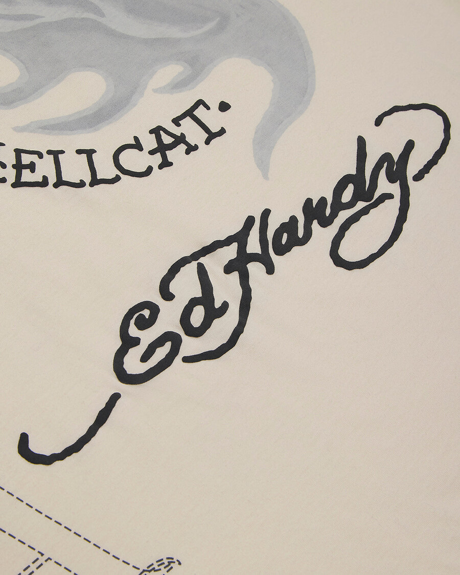camiseta hell cat de trapstar x ed hardy - natural