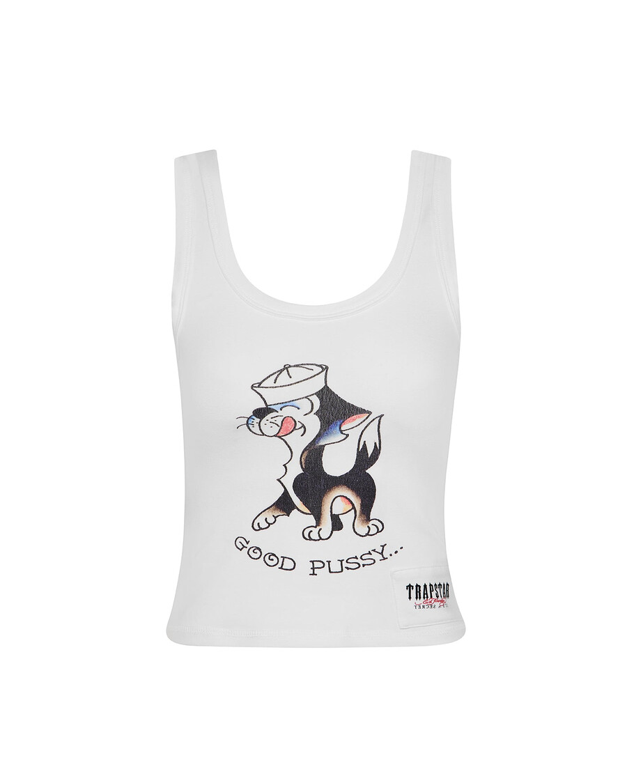 chaleco good pussy de trapstar x ed hardy para mujer - blanco