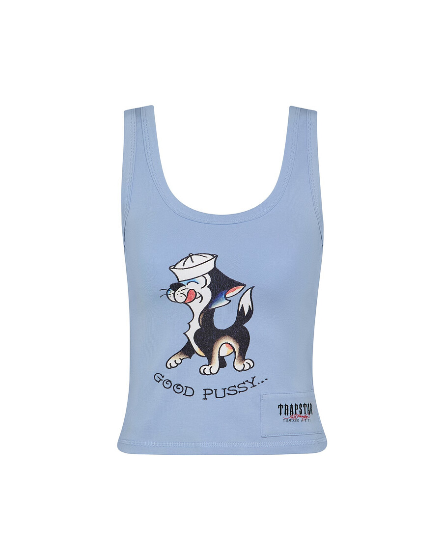 chaleco good pussy de trapstar x ed hardy para mujer - azul bebé