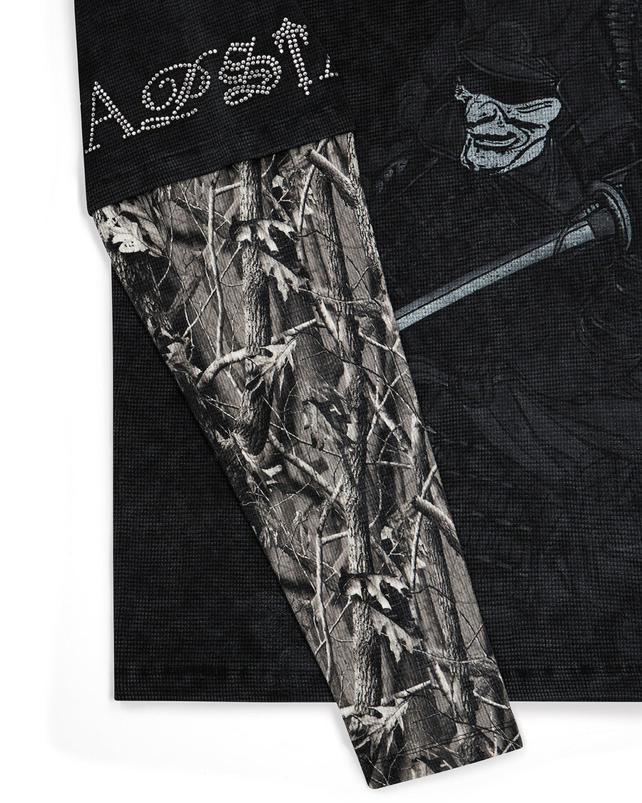 camiseta de manga larga samurai diamanté - negra