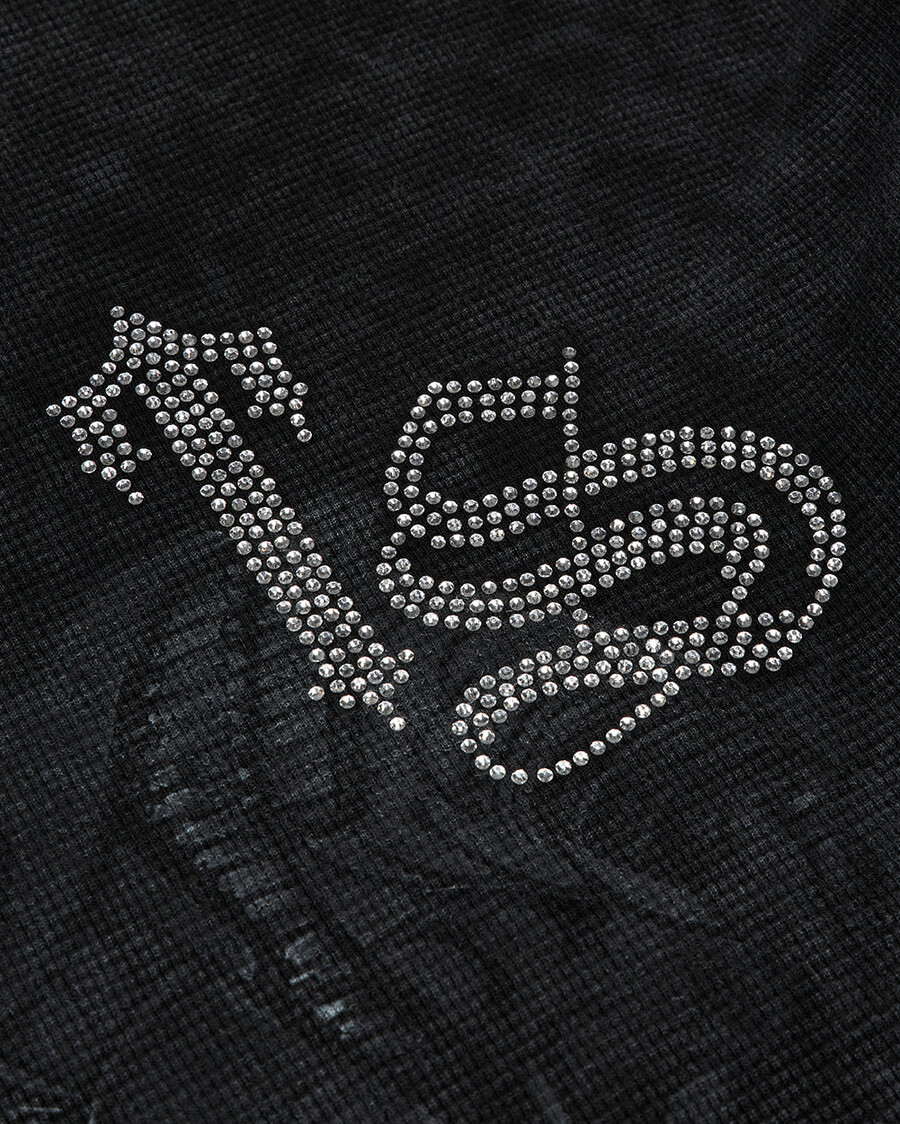 camiseta de manga larga samurai diamanté - negra