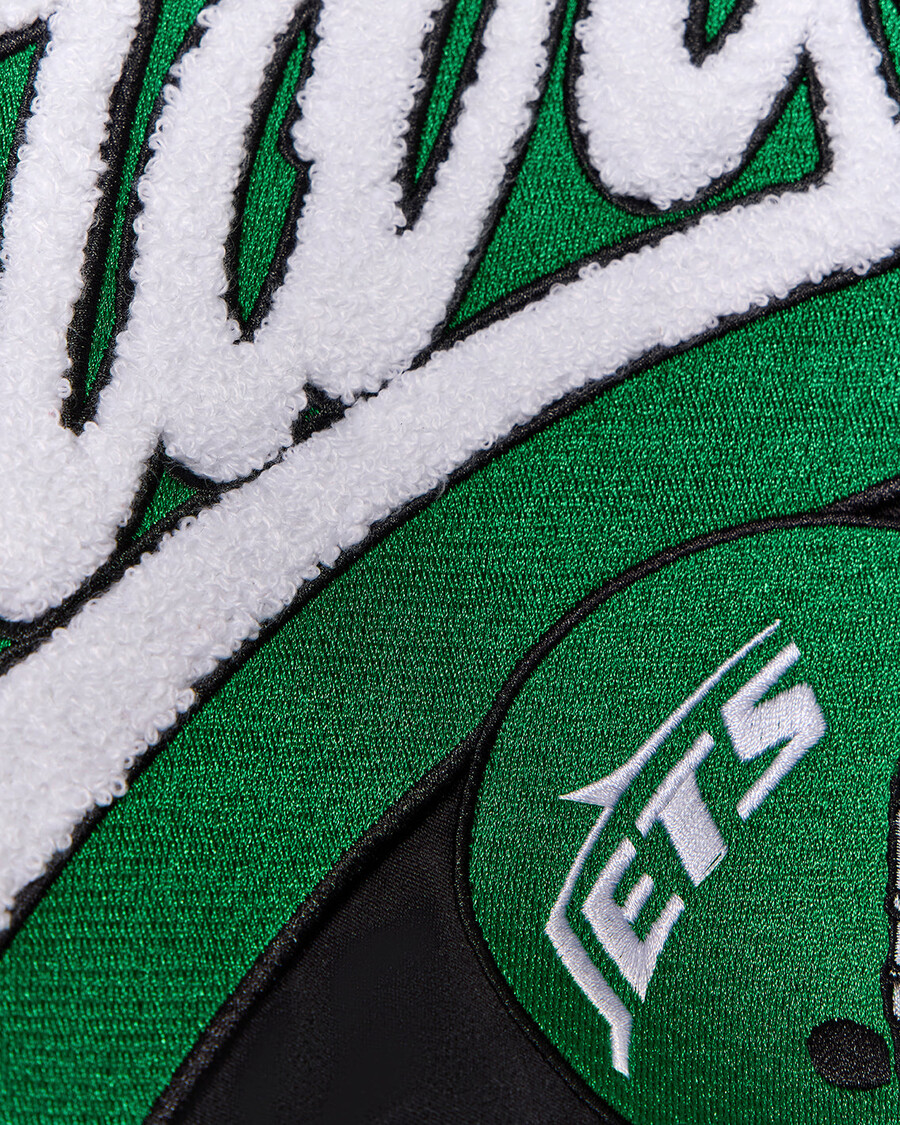 chaqueta bomber de satén trapstar x nfl jets - negra