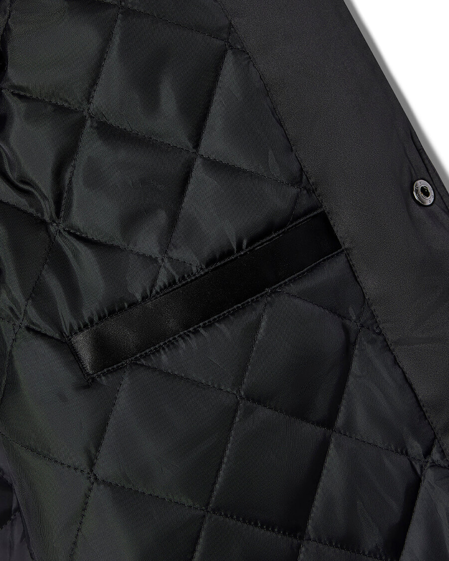 chaqueta bomber de satén trapstar x nfl jets - negra
