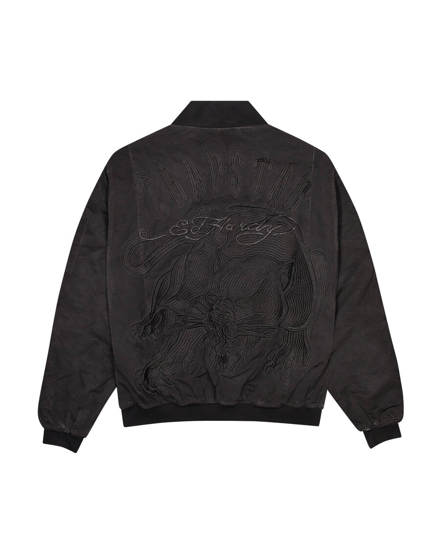 chaqueta bomber trapstar x ed hardy - negra