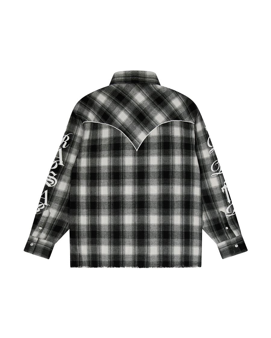 camisa de franela con texto en inglés script - negra