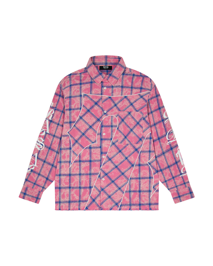 camisa de franela con texto en inglés script - rosa