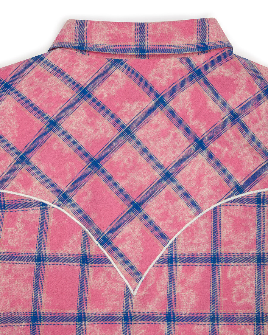 camisa de franela con texto en inglés script - rosa
