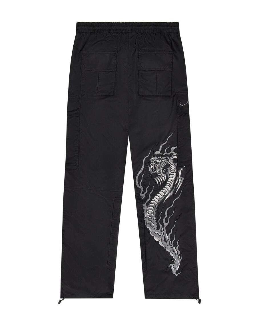 pantalones cargo hell cat de trapstar x ed hardy - negro