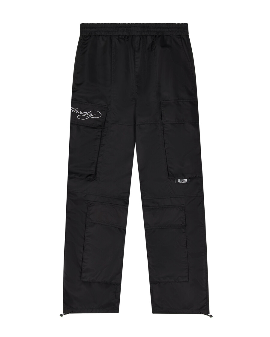 pantalones cargo hell cat de trapstar x ed hardy - negro