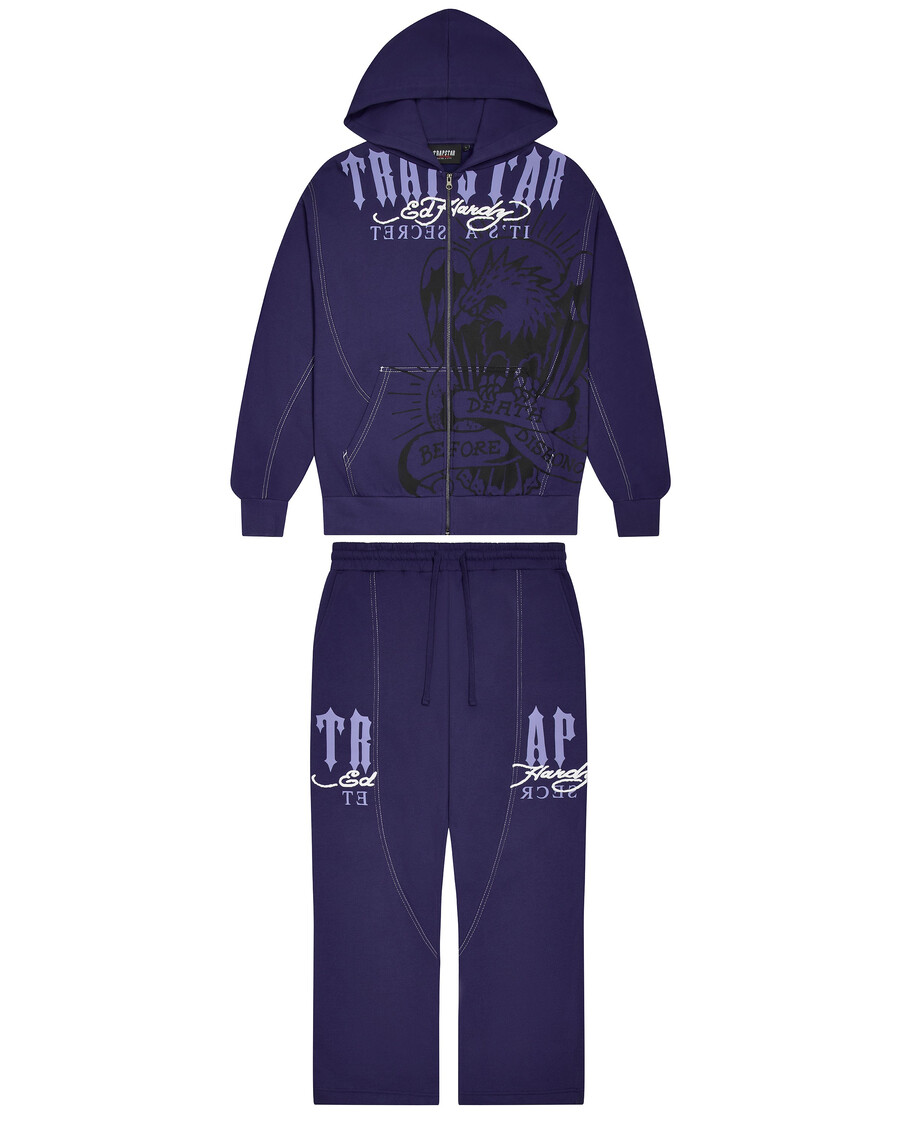 pantalones deportivos dbd de trapstar x ed hardy - azul marino